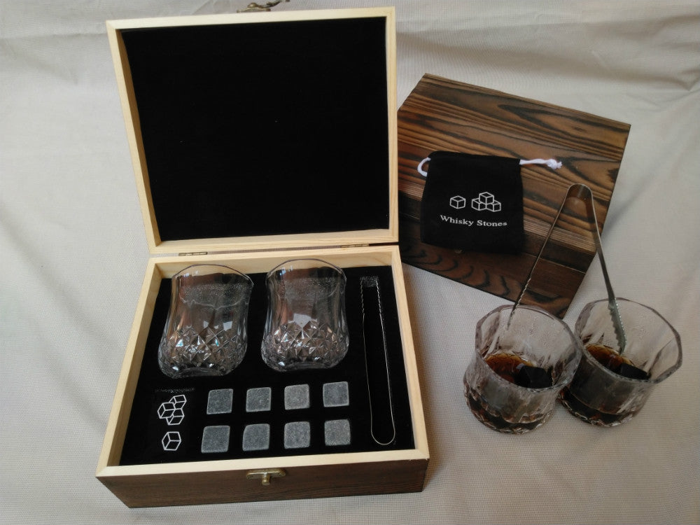 Kit en Caja de Madera para Whisky