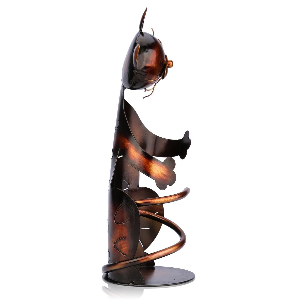 Soporte de Vino en Forma de Gato de Escultura de Hierro