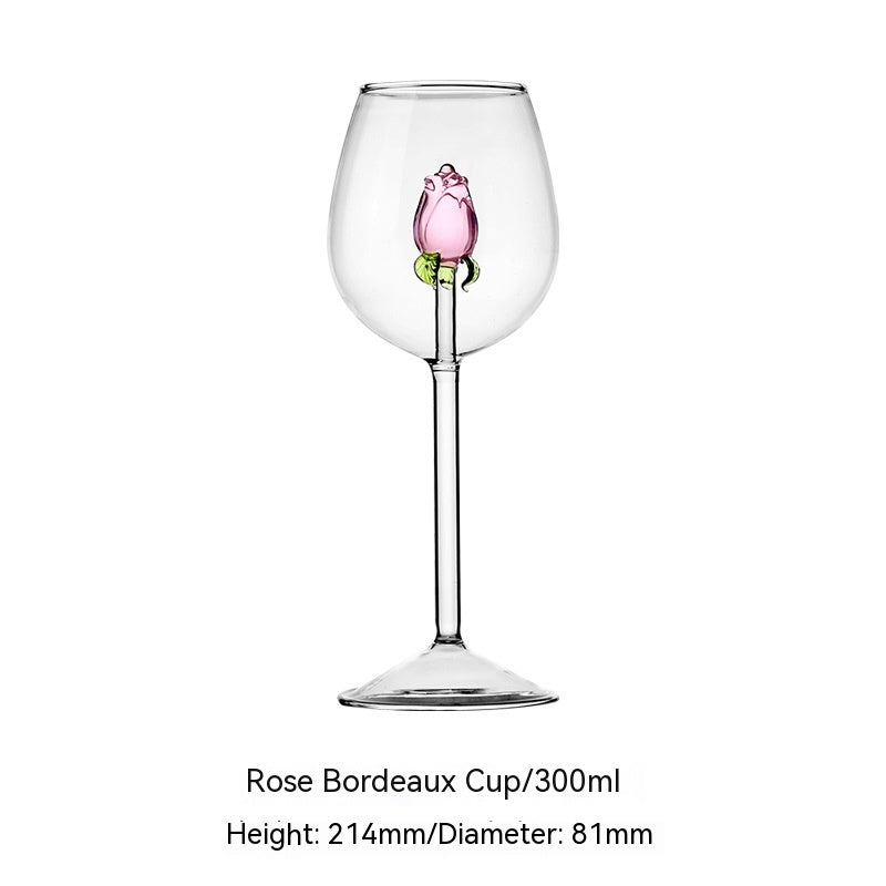 Elegante Copa de Vino Blanco con Diseño de Rosas Bordeaux