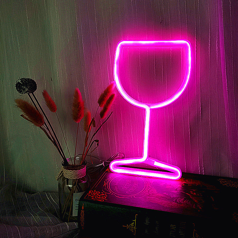 Luz decorativa de pared LED de neón con  forma  de copa de vino