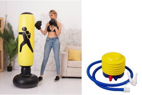 StrikeWave Pro - Tu Saco de Boxeo Inflable de Pie Tumbler con Base de Arena.