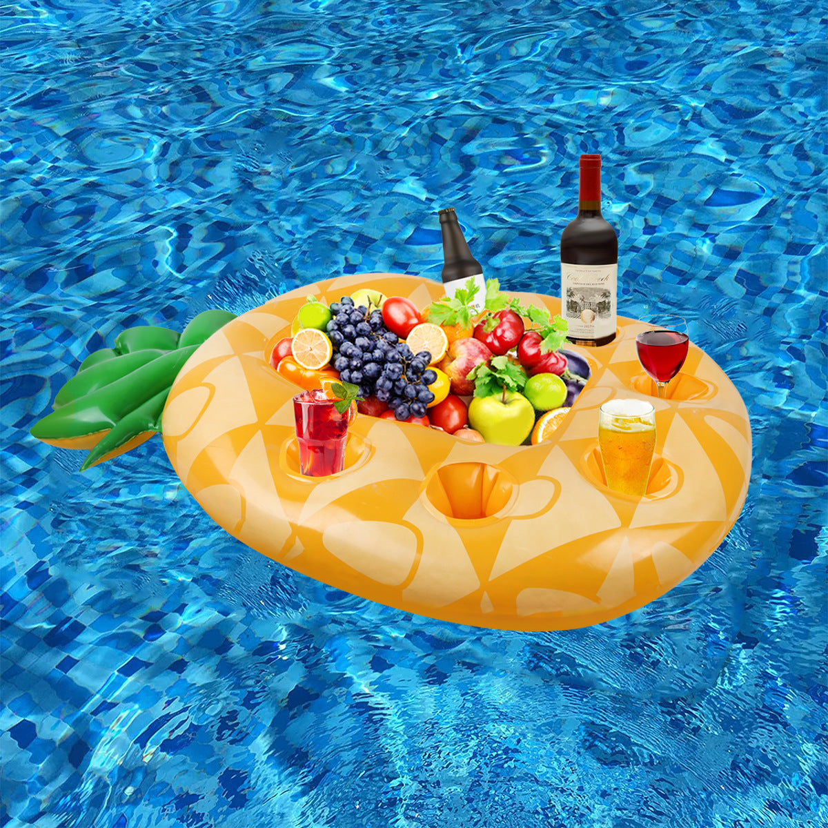 Portavasos Inflable de Piña para Bebidas en la Piscina