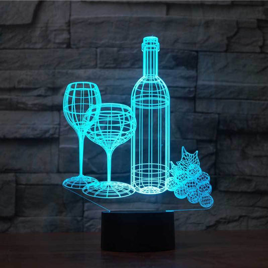 Lámpara 3D en Forma de Botella de Vino