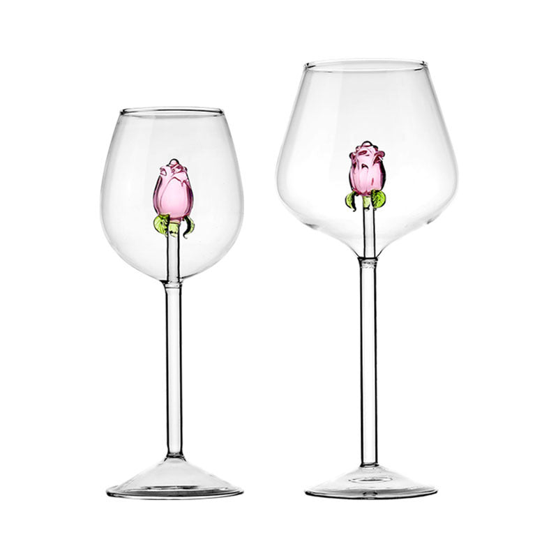 Elegante Copa de Vino Blanco con Diseño de Rosas Bordeaux