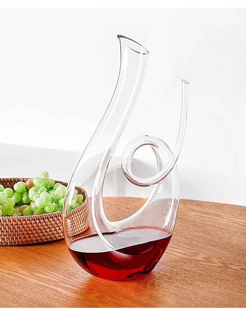 Decantador de Vino en Cristal Premium 1500ML - Diseño Espiral Cisne para Bar y Hogar