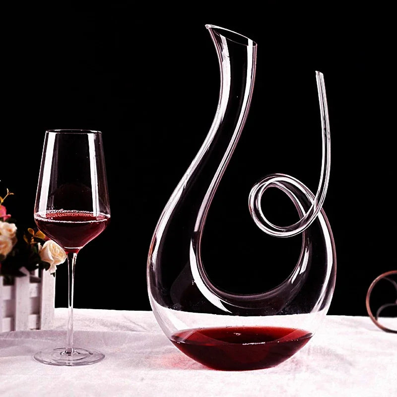 Decantador de Vino en Cristal Premium 1500ML - Diseño Espiral Cisne para Bar y Hogar