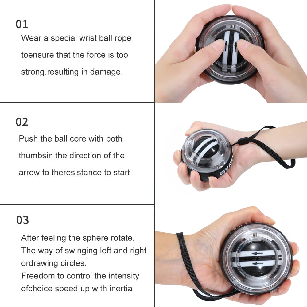 Gyro Ball Auto Start – Entrenador de Fuerza para Muñeca y Antebrazo, Ideal para Fitness en Casa