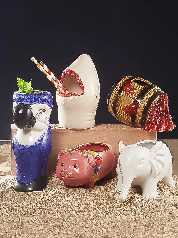 Vasos Tiki con Forma de Animales