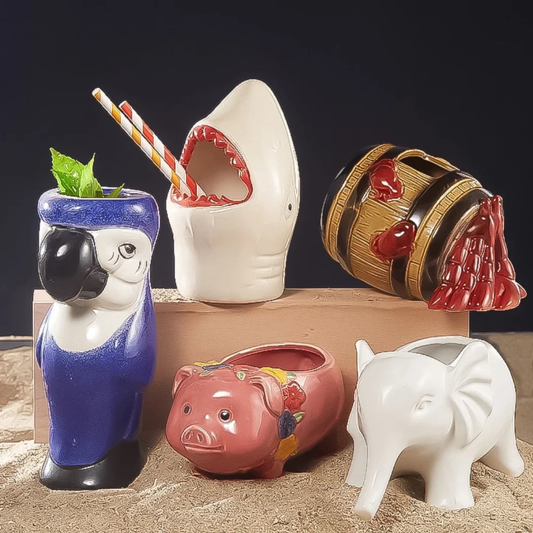 Vasos Tiki con Forma de Animales