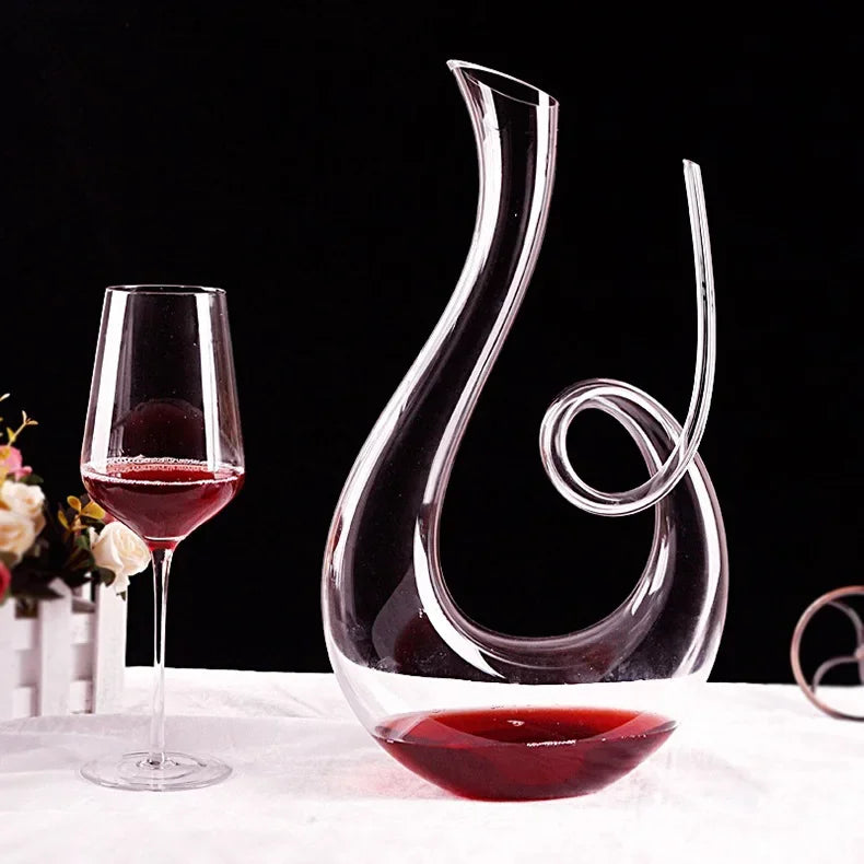 Decantador de Vino en Cristal Premium 1500ML - Diseño Espiral Cisne para Bar y Hogar