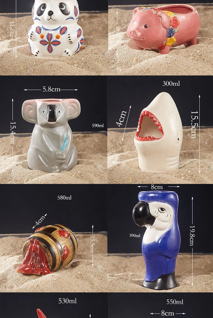 Vasos Tiki con Forma de Animales