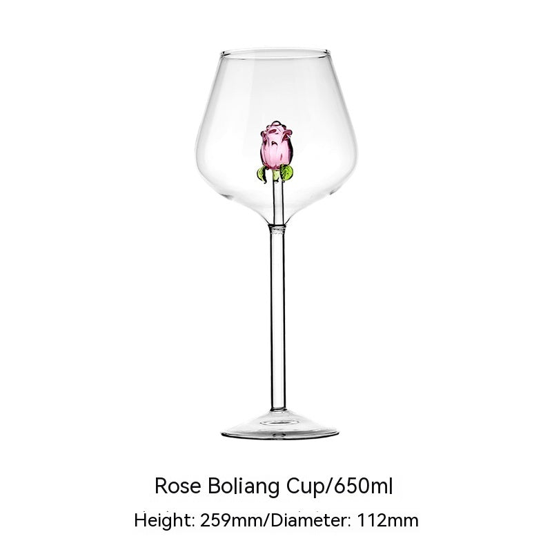 Elegante Copa de Vino Blanco con Diseño de Rosas Bordeaux