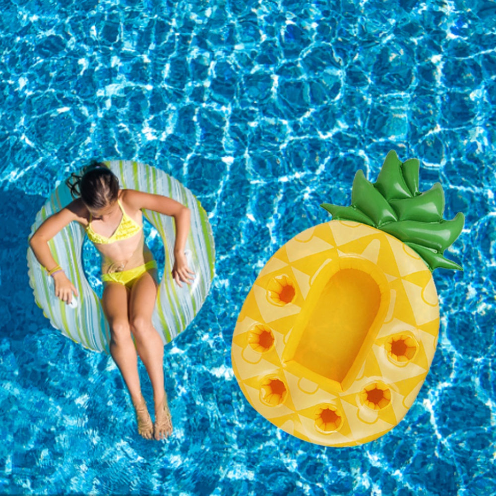 Portavasos Inflable de Piña para Bebidas en la Piscina